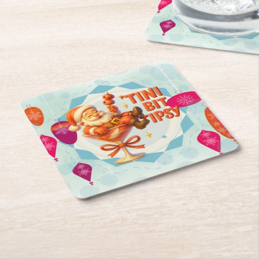 tipsy santa rechteckiger pappuntersetzer (angewinkelt)