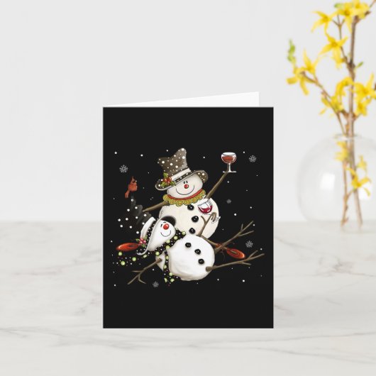 Tipsy Snowman Holiday Season Drink Weinschneemänne Karte (Gelbe Blume)