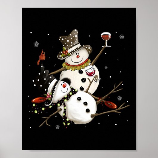 Tipsy Snowman Holiday Season Drink Weinschneemänne Poster (Vorne)