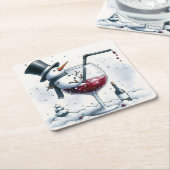 Tipsy Snowman Weihnachts-Untersetzer Rechteckiger Pappuntersetzer (angewinkelt)