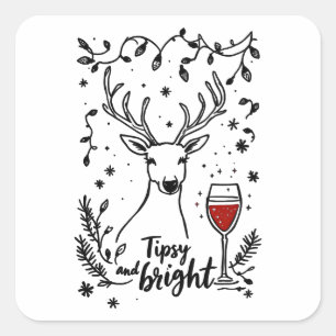 Tipsy und Bright Deer Quadratischer Aufkleber
