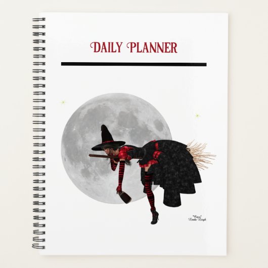 Tipsy Witch auf Flying Broom Daily Planner Planer (Vorderseite)