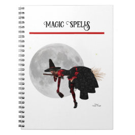 Tipsy Witch on Flying Broom Spiral Notebook Notizblock