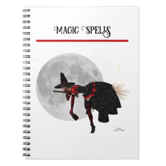 Tipsy Witch on Flying Broom Spiral Notebook Notizblock