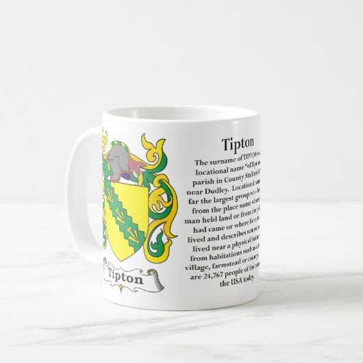 Tipton Familien-Wappen Tasse (Vorderseite Links)