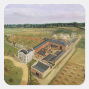 Tiptree Hall und Bauernhof, Essex, c.1850-60 (Öl Quadratischer Aufkleber