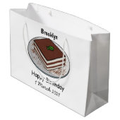 Tiramisu cake Cartoon Große Geschenktüte (Rückseite Schrägansicht)