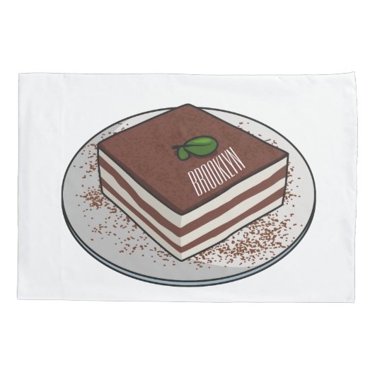 Tiramisu cake Cartoon Kissenbezug (Rückseite)