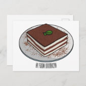 Tiramisu cake Cartoon Postkarte (Vorne/Hinten)