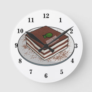 Tiramisu cake Cartoon Runde Wanduhr