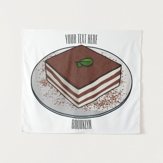 Tiramisu cake Cartoon Wandteppich (Vorderseite (Horizontal))