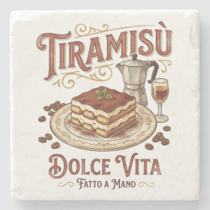 Tiramisu Dolce Vita Italienisches Dessert  Steinuntersetzer