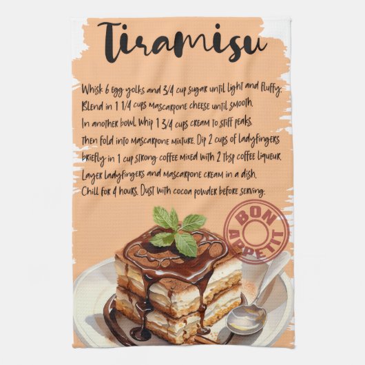 Tiramisu-Rezept Geschirrtuch (Vertikal)