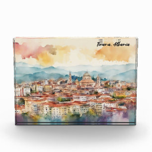 Tirana Albanien Aquarellmalerei Panoramablick Fotoblock