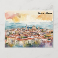 Tirana Albanien Aquarellmalerei Panoramasicht