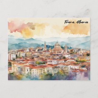 Tirana Albanien Aquarellmalerei Panoramasicht Postkarte