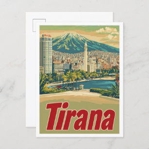 Tirana Albanien Art Vintage Reise Illustration Postkarte