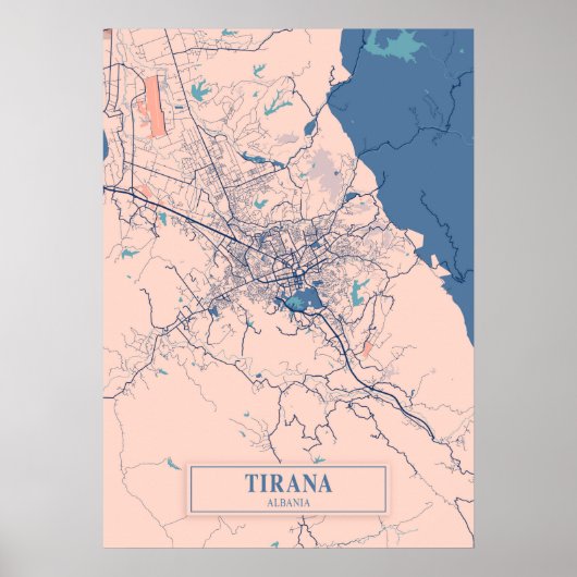 Tirana - Albanien Breezy City Map Poster (Vorne)