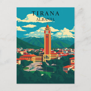 Tirana, Albanien Vintage Reise Balkan Kunst Postkarte