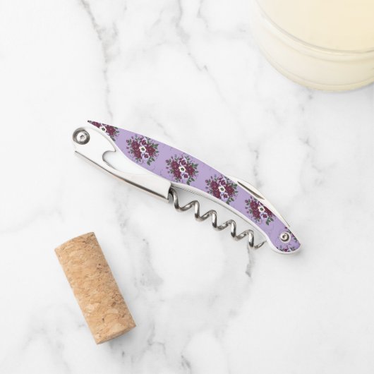 Tire-bouchon de Sommelier - Motif Floral Violet Kellnermesser (Vorderseite)