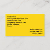 Tire Service Business Card Template Visitenkarte (Rückseite)