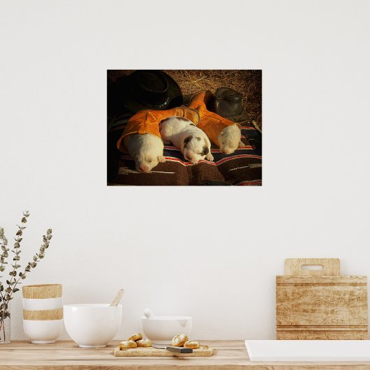 Tired Cowboy Welppies Poster (Küche)