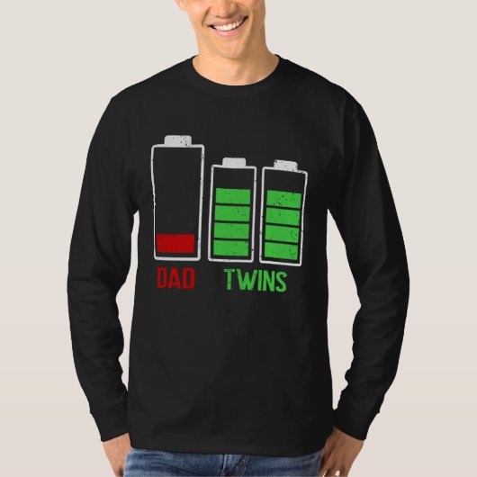 Tired Dad Low Battery Twins Full Charge Father's D T-Shirt (Vorderseite)