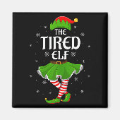 Tired Elf Christmas Family Girls Women Elf Squad X Magnet (Vorne)