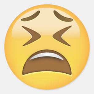 Tired Face Emoji Runder Aufkleber