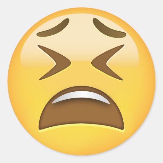 Tired Face Emoji Runder Aufkleber (Vorderseite)