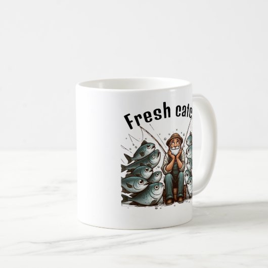 Tired Fisherman Coffee Mug Kaffeetasse (VorderseiteRechts)