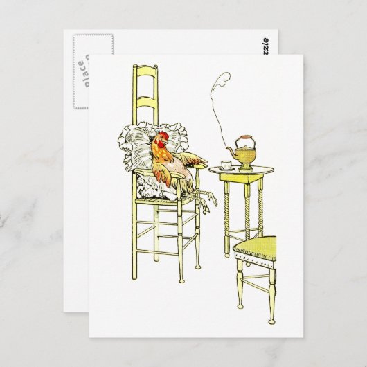 Tired Hen mit Cuppa Postkarte (Vorne/Hinten)