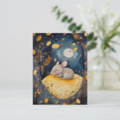 Tired Little Woodland Mouse Postcard Postkarte (Stehend Vorderseite)