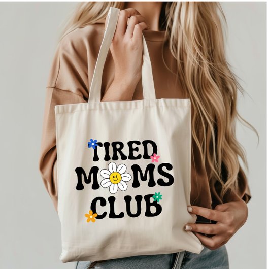 Tired Mama Club Retro Daisy Funny Tragetasche