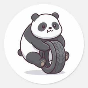 Tired Panda Runder Aufkleber