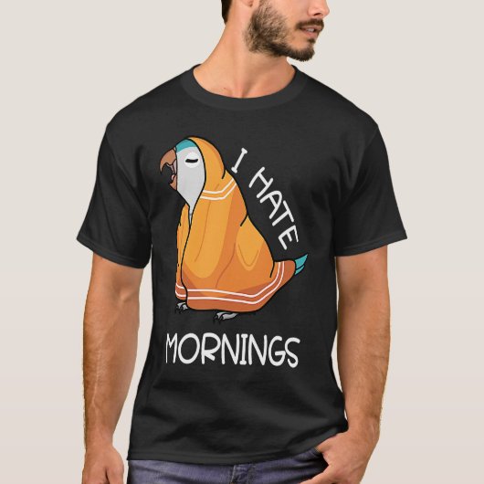 Tired Parrot Hates Mornings I Blue Monk Parakeet Q T-Shirt (Vorderseite)