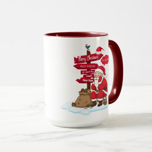 Tired Santa 15 oz Combo Mug Distinctive Gift Tasse (VorderseiteRechts)