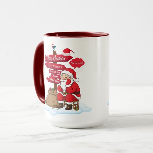 Tired Santa 15 oz Combo Mug Distinctive Gift Tasse (Vorderseite Links)