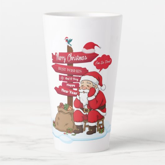 Tired Santa 17 oz Latte Mug Minimalist Coffee Conn Milchtasse (Vorderseite)