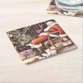 Tired Santa Claus Weihnachten Rechteckiger Pappuntersetzer (angewinkelt)