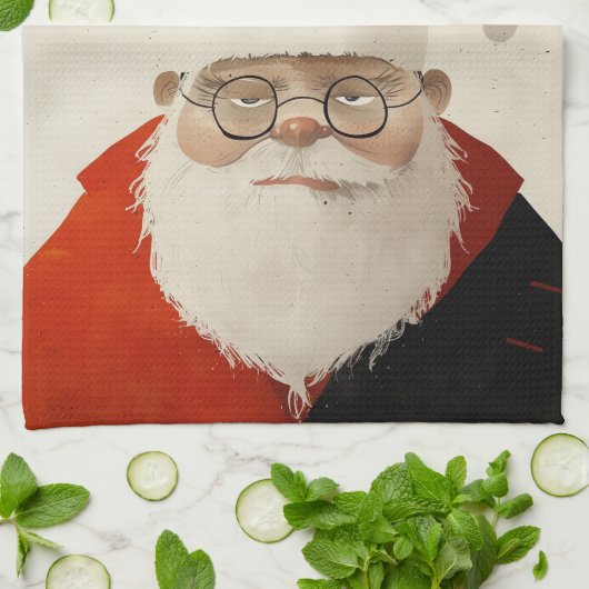 Tired Santa Geschirrtuch (Gefaltet)