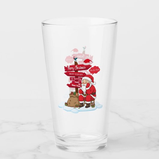 Tired Santa Glass Cup Cold Drink Collectible Glas (Vorderseite)