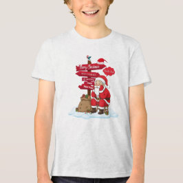 Tired Santa Kids Basic Funny Holiday Gift T-Shirt Tri-Blend Shirt