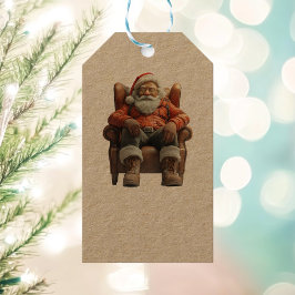 Tired Santa Kraft Gift Tag Geschenkanhänger