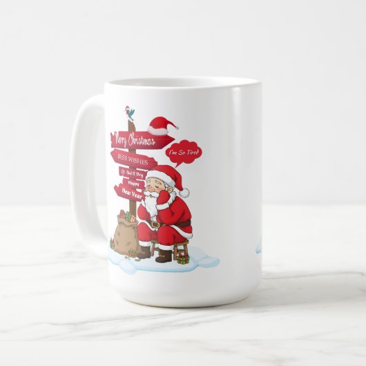 Tired Santa Large Coffee Mug 15 oz Gift Kaffeetasse (Vorderseite Links)