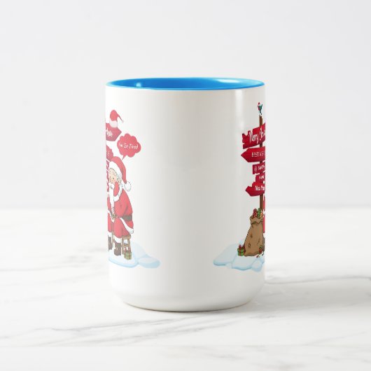 Tired Santa Large Two-Tone Mug 15 oz Gift Zweifarbige Tasse (Mittel)