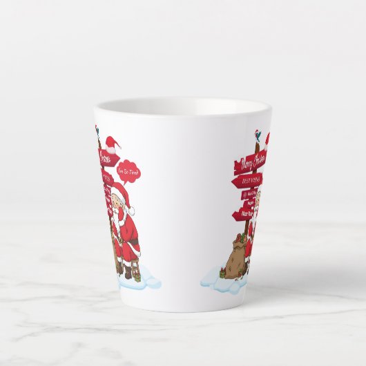 Tired Santa Petite Latte Mug Minimalist Coffie Milchtasse (Vorderseite)