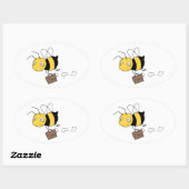 Tired Stressed Bee Holding Briefcase Ovaler Aufkleber (Blatt)