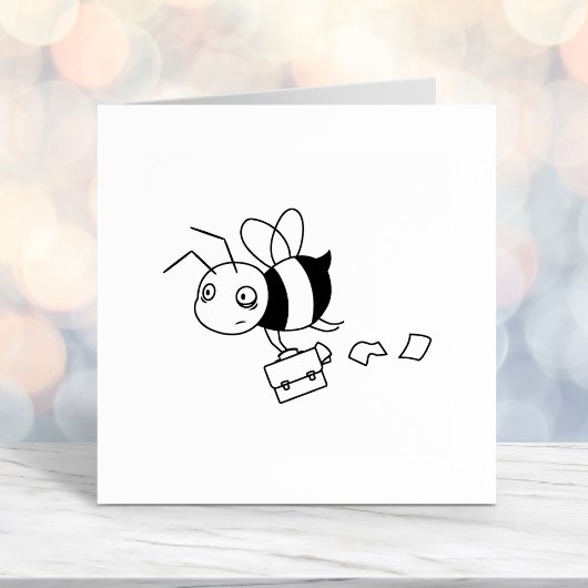 Tired Stressed Bee Holding Briefcase Permastempel