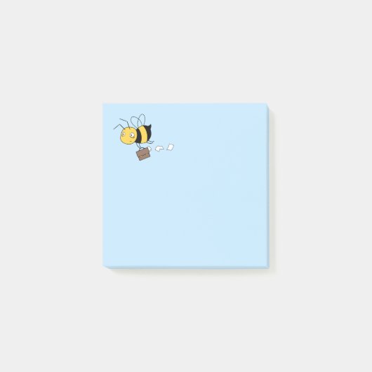 Tired Stressed Worker Bee Holding Briefcase Post-it Klebezettel (Vorderseite)